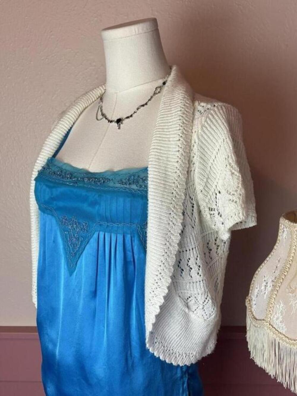 vintage knit bolero cardigan  united states sweaters white one size coquette y2k
